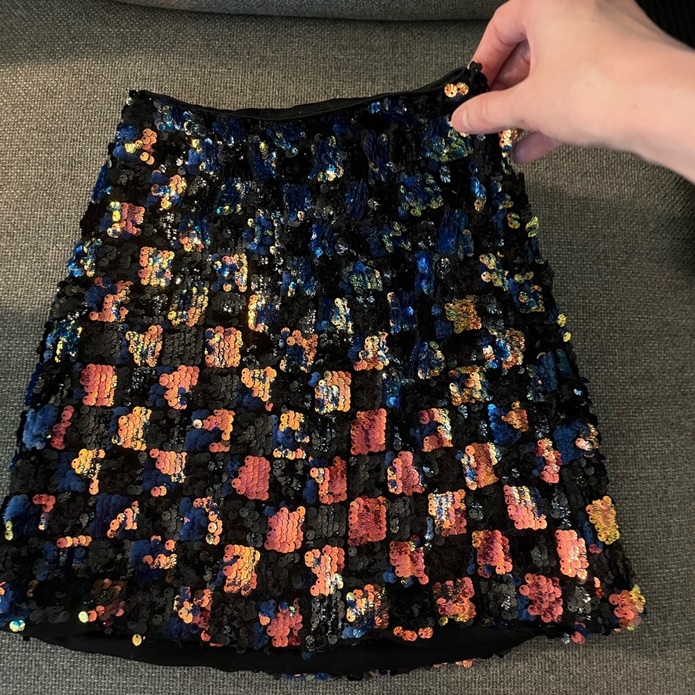 Iridescent sequin mini skirt